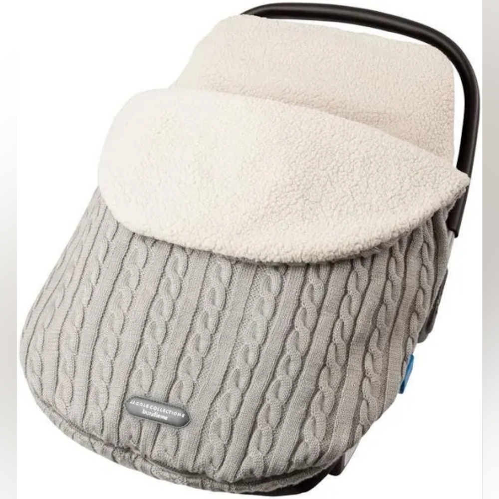 JJ Cole Bundleme Grey Cableknit Cover Winter Weather Carseat Cover